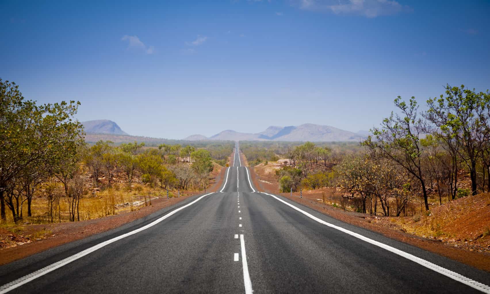 Long open road in Kimberly, Western Australia.